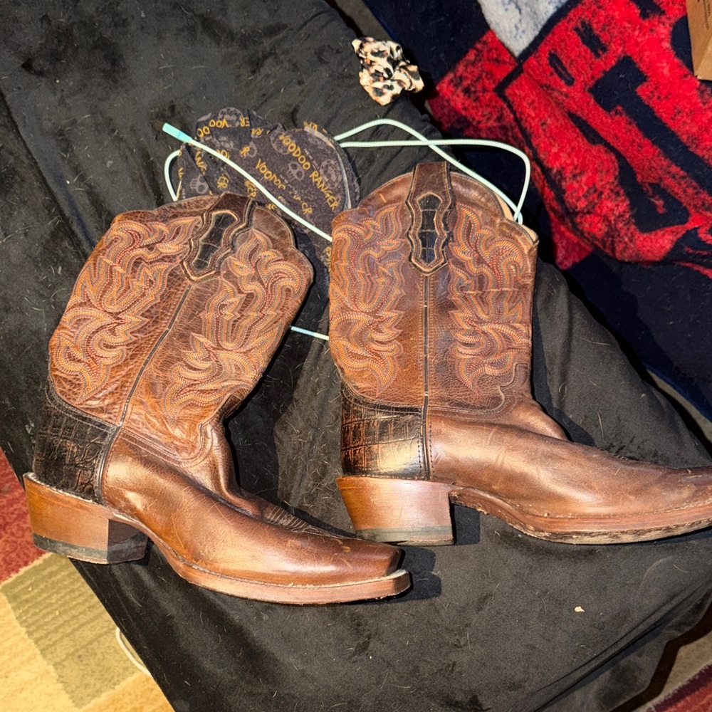 Men's Brown Western Cowboy Boots - Picture 2 of 4